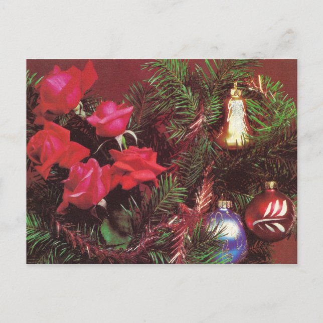 Spruce  with roses and  balls postcard (Front)