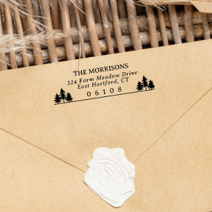 Spruces Rustic Name & Return Address Zip Code Self-inking Stamp