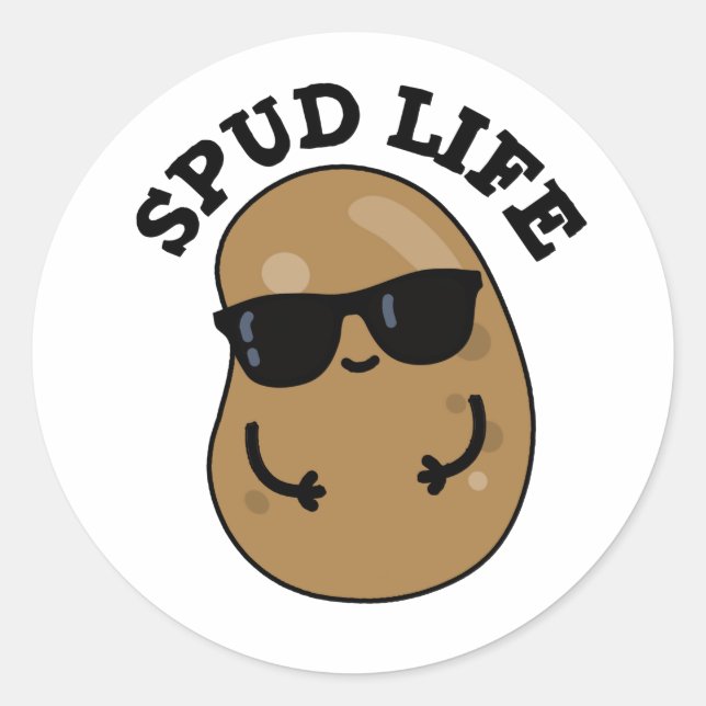 Spud Life Funny Potato Pun  Classic Round Sticker (Front)