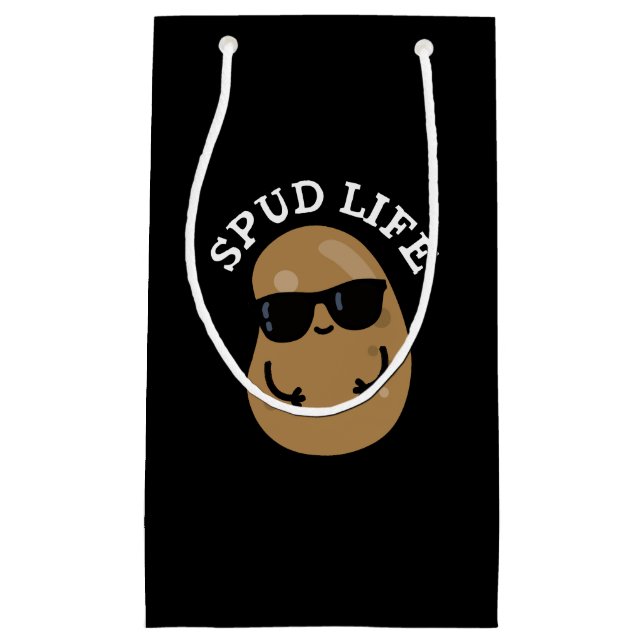 Spud Life Funny Potato Pun Dark BG Small Gift Bag (Front)