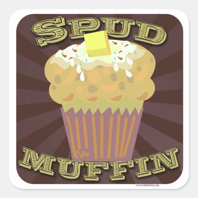 Spud Muffin Baked Potato Cartoon Design  Square Sticker (Front)