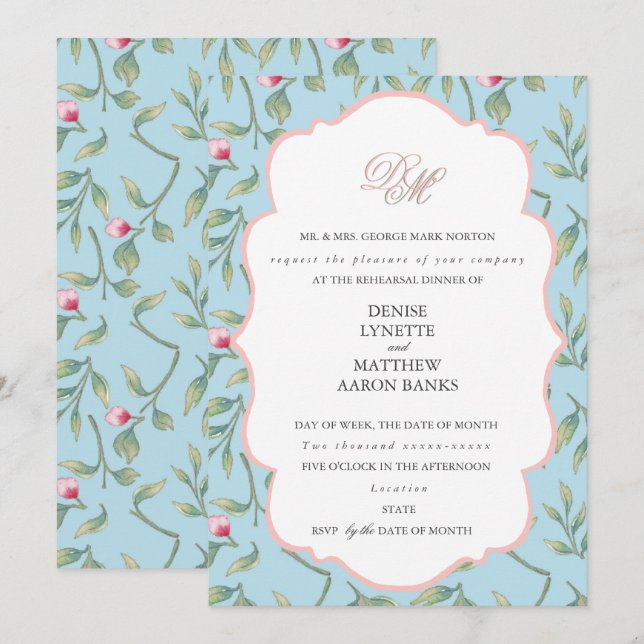 Spun Sugar and Gossamer Pink Invitation (Front/Back)