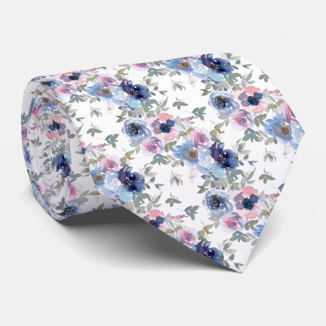 Spun Sugar & Skydiver Blue Wedding Keepsake Neck T Tie (Rolled)