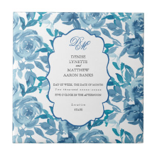 Spun Sugar & Skydiver Blue Wedding Keepsake Tile