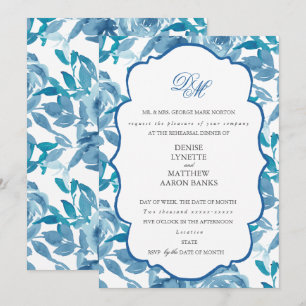 Spun Sugar & Skydiver Blue Wedding Rehearsal Invitation
