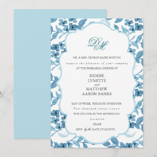 Spun Sugar & Skydiver Blue Wedding Rehearsal Invitation