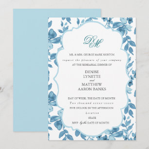 Spun Sugar & Skydiver Blue Wedding Rehearsal Invitation