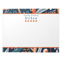 Spunky Blue & Orange Personalized Notepad