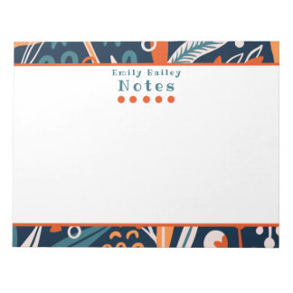 Spunky Blue & Orange Personalized Notepad