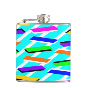 Spunky Neon Turquise Retro Vibes Fun Abstract Hip Flask