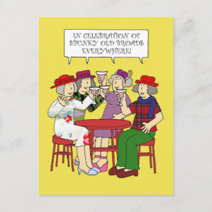 Spunky Old Broads Month, February, Cartoon Ladies. Postcard