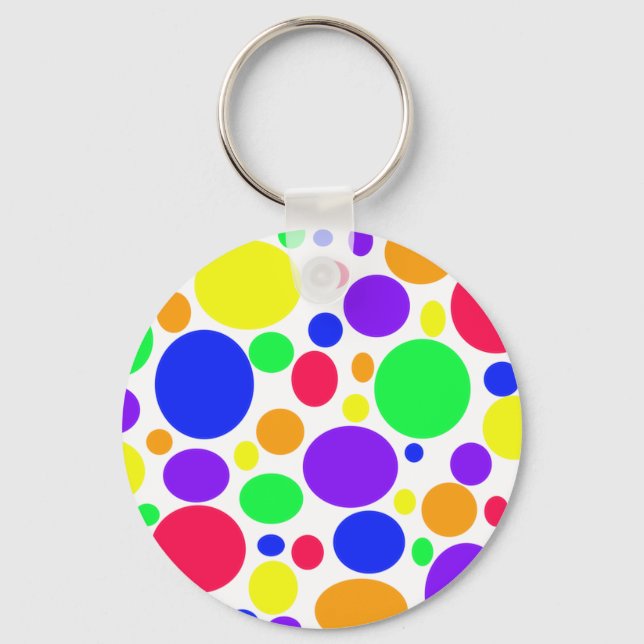 Spunky Spots in Rainbow Colours on a Keychain (Front)