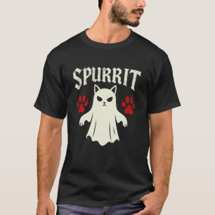 Spurrit Ghost Cat - Funny Pun Spooky Kitten Hallow T-Shirt