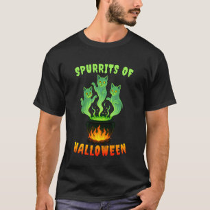 Spurrits of Halloween Ghost Cats Funny Cat Lovers T-Shirt