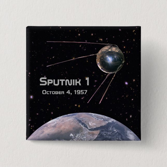 Sputnik 1 Earth Satellite 2 Inch Square Button (Front)