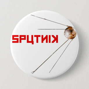 SPUTNIK - Space History, Russian, Satellite 3 Inch Round Button