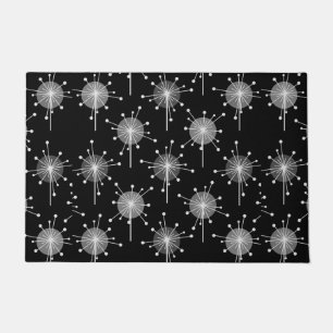 Sputnik Starburst Flowers Black Grey Doormat
