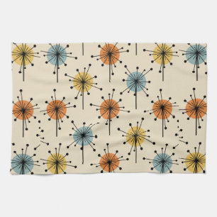 Sputnik Starburst Flowers Retro Kitchen Towel