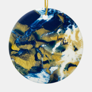 SPWW Gleaming Indigo Blue and Gold Ceramic Ornament