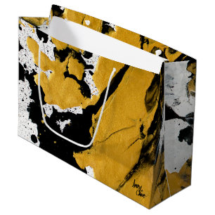 SPWW Ignited Soul Black & Gold Abstract Large Gift Bag