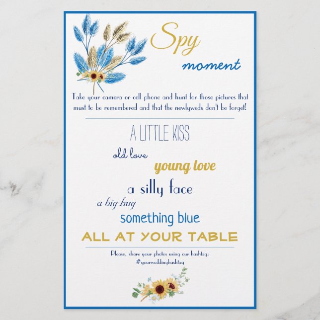 Spy Bridal Wedding Game Flyer (Front)