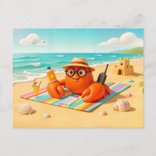 Spy Crab Relaxing On Beach With Mission Gear Postcard