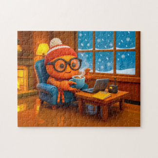 Spy Crab Working Warm Indoors With Coffee Jigsaw Puzzle