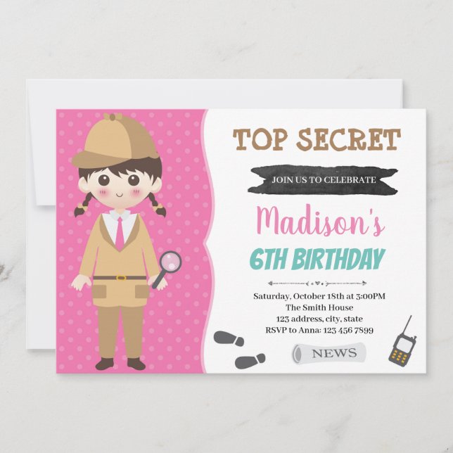 Spy secret agent Party Invitation (Front)
