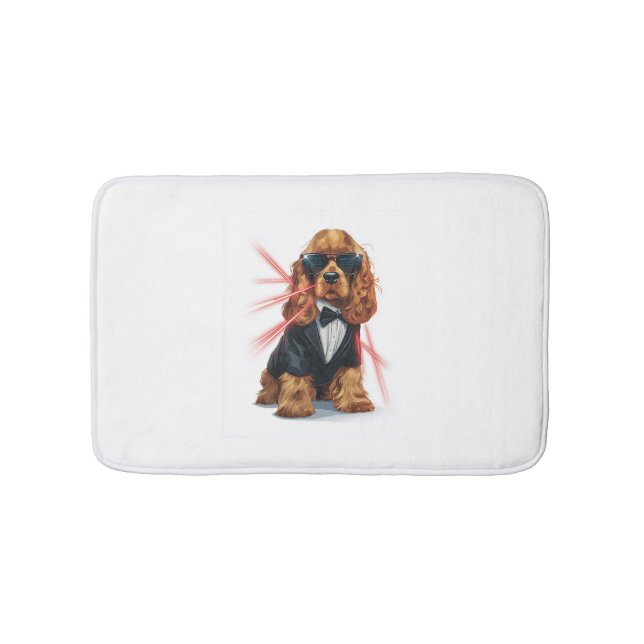 Spy Spaniel – Secret Agent Dog Bath Mat (Front)