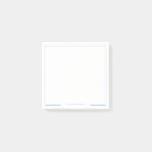 Sqaure Simple Dusty Blue Border Name Stationery Post-it Notes