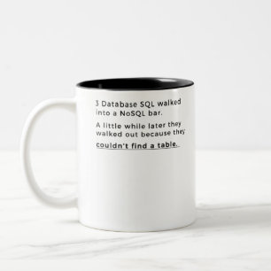 SQL Joke for database admins Two-Tone Coffee Mug