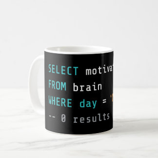 SQL Monday Zero Motivation Coffee Mug