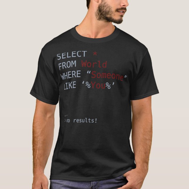 SQL No Results Code Funny Programming Coding Gift  T-Shirt (Front)