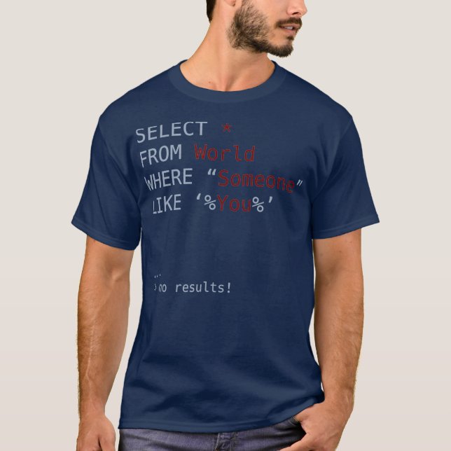 SQL No Results Code Funny Programming Coding T-Shirt (Front)