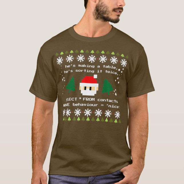 SQL Santa Claus Database DB Clause Programmer T-Shirt (Front)