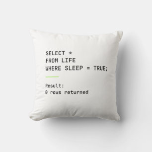 SQL Sleep Deprived Programmer Humor Coding Datab Throw Pillow