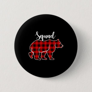 Squad Bear Red Plaid Christmas Costume Matching Fa 2 Inch Round Button