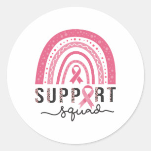 Squad Breast Cancer Awareness Leopard Pink Rainbow Classic Round Sticker