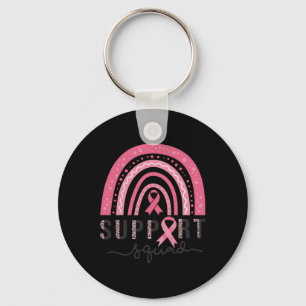 Squad Breast Cancer Awareness Leopard Pink Rainbow Keychain