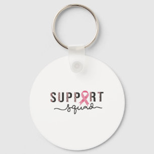Squad Breast Cancer Awareness Leopard Pink Ribbon  Keychain