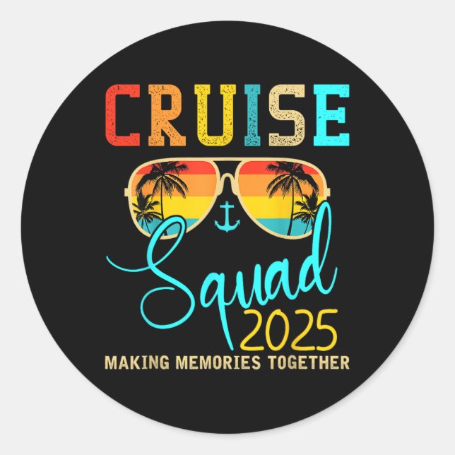 Squad Crew Cruise 2025 Summer Vacation Matching Fa Classic Round Sticker (Front)