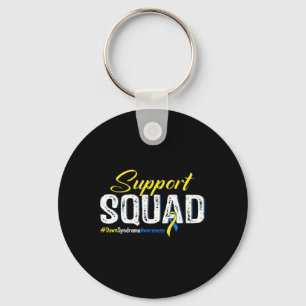 Squad Down Syndrome Awareness Blue And Yellow Ribb Keychain