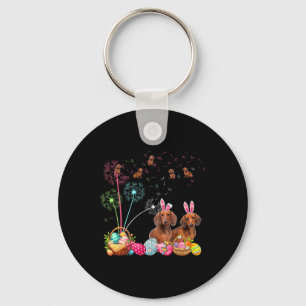 Squad Easter Couple Bunny Dachshunds Dandelions Hu Keychain
