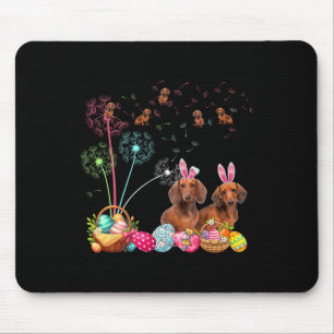 Squad Easter Couple Bunny Dachshunds Dandelions Hu Mouse Pad
