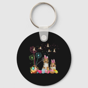 Squad Easter Couple Bunny Shelties Dandelions Hunt Keychain
