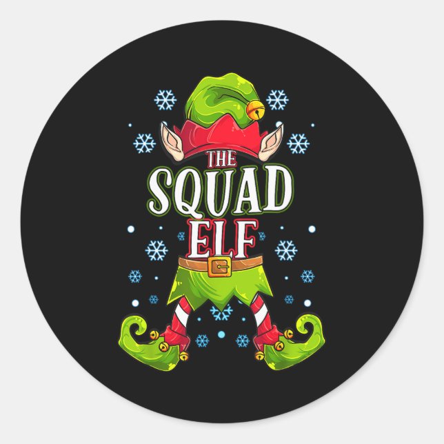 Squad Elf Matching Family Group Christmas Party  Classic Round Sticker (Front)