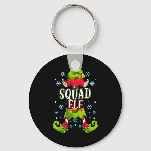 Squad Elf Matching Family Group Christmas Party  Keychain (Front)