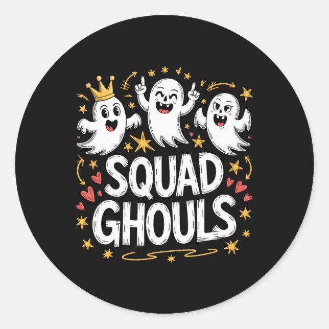Squad Ghosts Matching Funny Halloween 1  Classic Round Sticker (Front)