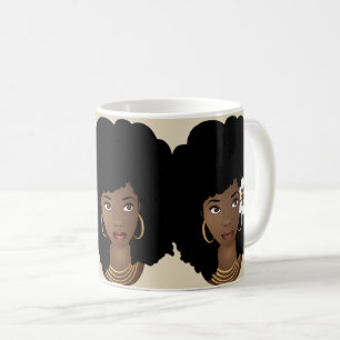 Squad Goals   Black Afro   Beige Coffee Mug