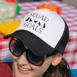 Squad Goals Cat Trucker Hat<br><div class="desc">Cat lady in training? Our super cute trucker hat puts your #squadgoals on display, with five black cat silhouette illustrations and "squad goals" in black and aqua typography. Perfect for cat rescuers, cat lovers and trendspotting pop culture enthusiasts.</div>